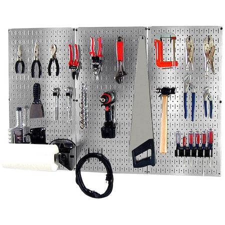 Industrial Steel Pegboard Basic Wall Rack Set with Hooks MPN:35-IBAS-300-GVB