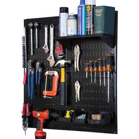 Industrial Pegboard Utility Kit, Black Pegboard and Hooks MPN:35-IWGL-200-BB