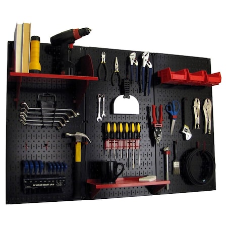Standard Industrial Pegboard Kit, Black/Red MPN:35-IWRK-400-BR