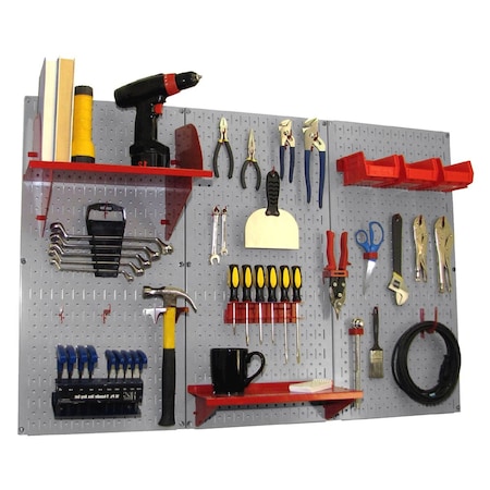 Standard Industrial Pegboard Kit, Grey/Red MPN:35-IWRK-400-GR