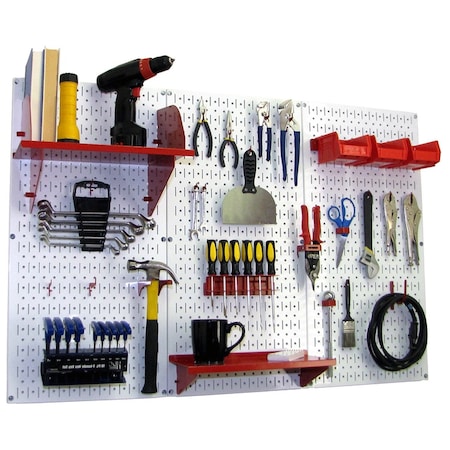 Standard Industrial Pegboard Kit, White/Red MPN:35-IWRK-400-WR