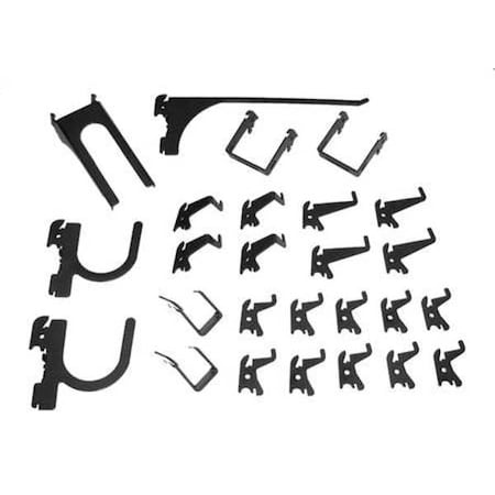 Slotted Tool Board Hook Kit, 26 Piece, Blk MPN:35-K-DLXBK