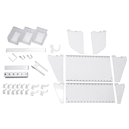Workstation Slotted Accessory Kit, White Peg Hooks MPN:35-K-WRKWH