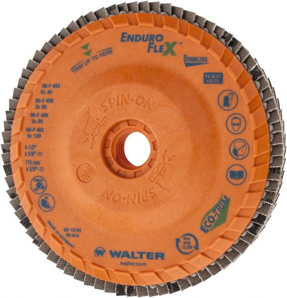 Flap Disc: 5/8-11 Hole, 40 Grit, Zirconia Alumina, Type 27 MPN:06F454