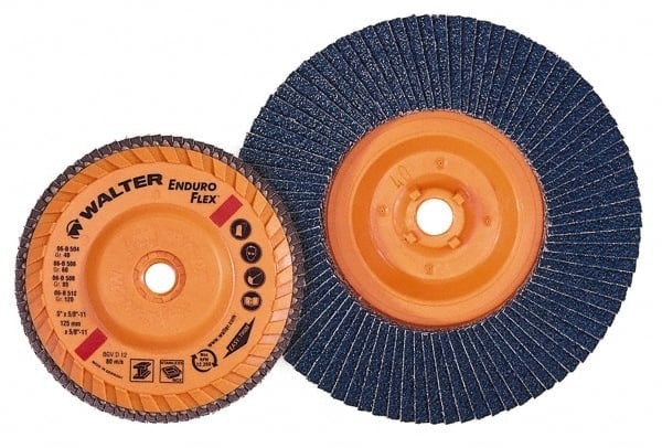 Flap Disc: 5/8-11 Hole, 120 Grit, Zirconia Alumina, Type 27 MPN:06F462