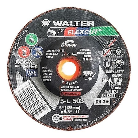 Depressed Center Grinding Wheel, Type 29, 5 in Dia, 0.25 in Thick, 5/8