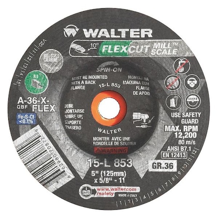 Depressed Center Grinding Wheel, Type 29, 4 1/2 in Dia, 0.125 in Thick, 5/8