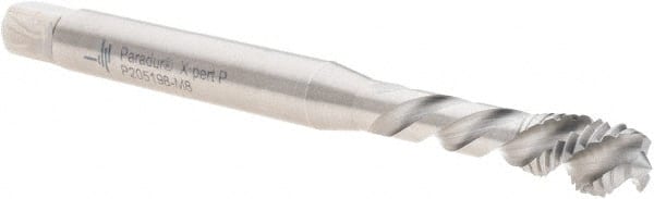 Spiral Flute Tap: M8 x 1.25, Metric, 3 Flute, Modified Bottoming, 6H Class of Fit, Cobalt, Bright/Uncoated MPN:6244455