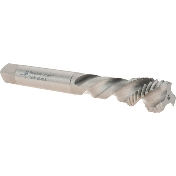 Spiral Flute Tap: M16 x 2.00, Metric, 3 Flute, Modified Bottoming, 6H Class of Fit, Cobalt, Bright/Uncoated MPN:6244535