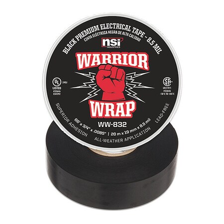Electrical Tape, 8.5 mil, Black MPN:WW-832