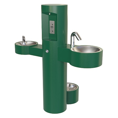 Freestanding Mount, Green, Two-Level Fountain, Bottle Filler, Hand Wash Basin MPN:GWQ85-PF-SO