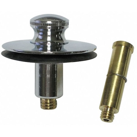 Push & Pull Tub Drain Stopper, 2 in Dia, 2 in Drain Size, Brass, Chrome Finish, Silver MPN:38516-CP