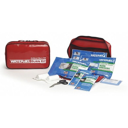 Burn Care Kit, Plastic Case, Red, 12-5/8