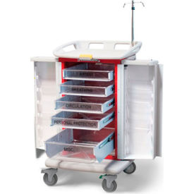 Waterloo Healthcare 5-Drawer Instant Access Emergency Crash Cart Red ER2000-R