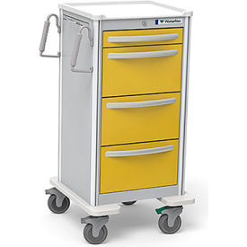Waterloo Healthcare 4-Drawer Aluminum Junior X-Tall Isolation Cart Key Lock Yellow JXGKA-3999-YEL