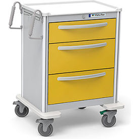 Waterloo Healthcare 3-Drawer Aluminum Medium Isolation Cart Key Lock Yellow UMGKA-699-YEL