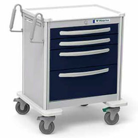 Waterloo Healthcare 4-Drawer Aluminum Short Anesthesia Cart Key Lock Dark Blue USGKA-3369-DKB