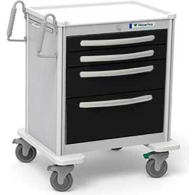 Waterloo Healthcare 4-Drawer Aluminum Short Treatment Cart Key Lock Charcoal USGKA-3369-GRA