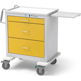 Waterloo Healthcare 3-Drawer Steel Short Isolation Cart Key Lock Yellow USGKU-399-YEL