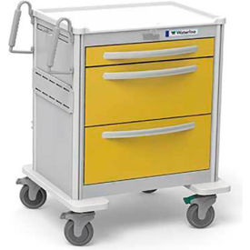 Waterloo Healthcare 3-Drawer Aluminum Short Isolation Cart Lever Lock Yellow USGLA-399-YEL