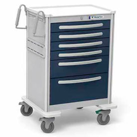 Waterloo Healthcare 6-Drawer Aluminum Tall Anesthesia Cart Key Lock Dark Blue UTGKA-333369-DKB