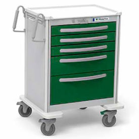 Waterloo Healthcare 5-Drawer Aluminum Tall Anesthesia Cart Key Lock Fairway Green UTGKA-33669-FWG