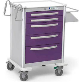 Waterloo Healthcare 5-Drawer Aluminum Tall Treatment Cart Key Lock Violet UTGKA-33669-VIL