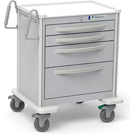 Waterloo Healthcare 4-Drawer Aluminum Tall Treatment Cart Key Lock Light Gray UTGKA-3699-LTG