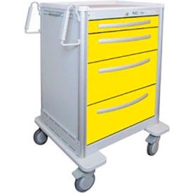 Waterloo Healthcare 4-Drawer Aluminum Tall Isolation Cart Key Lock Yellow UTGKA-3699-YEL