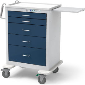 Waterloo Healthcare 5-Drawer Steel Tall Anesthesia Cart Key Lock Dark Blue UTGKU-33669-DKB