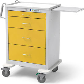 Waterloo Healthcare 4-Drawer Steel Tall Isolation Cart Key Lock Yellow UTGKU-3699-YEL