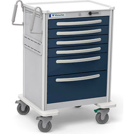 Waterloo Healthcare 6-Drawer Aluminum Tall Anesthesia Cart Push Button Lock Dark Blue UTGSA-333369-DKB