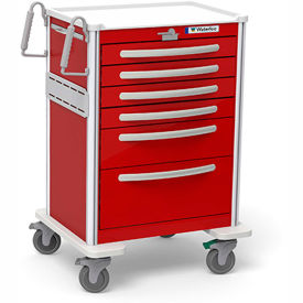 Waterloo Healthcare 6-Drawer Aluminum Tall Emergency Cart Lever Lock Red UTRLA-333369-RED