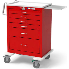 Waterloo Healthcare 6-Drawer Steel Tall Emergency Cart Lever Lock Red UTRLU-333369-RED