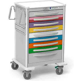 Waterloo Healthcare 9-Drawer Aluminum X-Tall Pediatric Emergency Cart Lever Lock Multi-Color UXGLA-9PEDS
