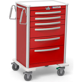Waterloo Healthcare 6-Drawer Aluminum X-Tall Emergency Cart Lever Lock Red UXRLA-333669-RED