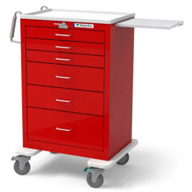 Waterloo Healthcare 6-Drawer Steel X-Tall Emergency Cart Lever Lock Red UXRLU-333669-RED