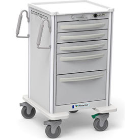Waterloo Healthcare 5-Drawer Aluminum Junior Medium Nurse Server Cart Push Button Lock Light Gray JMGSA-33369-LTG