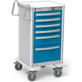 Waterloo Healthcare 6-Drawer Aluminum Junior Tall Nurse Server Cart Electronic Lock Electric Blue JTGEA-333369-ELB