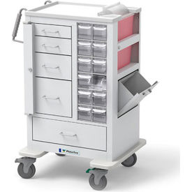 Waterloo Healthcare 5-Drawer Steel Short Phlebotomy Cart Gate Lock Bar Locks Top 4 Drawers White MTWA-34696-WHT