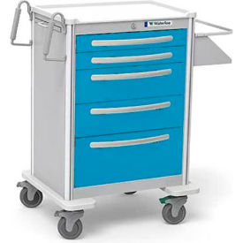 Waterloo Healthcare 5-Drawer Aluminum X-Tall Treatment Cart Key Lock Light Blue UXGKA-36669-LTB