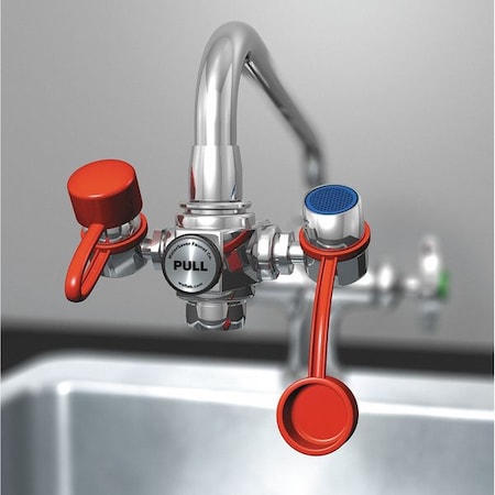 Plumbed Eyewash, Faucet Mount, Plumbed, 1 1/2 in H., 4 1/4 in W MPN:EW100