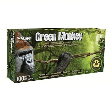 Green Monkey, Disposable Gloves, 4 mil Palm, Nitrile, Powder-Free, 100 PK, Forest Green, XL MPN:5559PF-X
