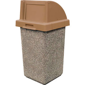 Concrete Waste Receptacle W/Brown Push Door Lid 20