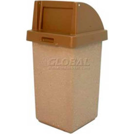 Concrete Waste Receptacle W/Gray Push Door Lid 20