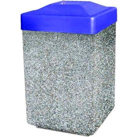 Concrete Waste Receptacle W/Blue Plastic Pitch In Top - 25