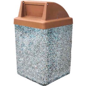 Concrete Waste Receptacle W/Brown Push Door Top - 25
