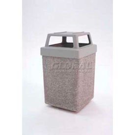 Concrete Waste Receptacle W/Brown Plastic 4 Way Top - 25