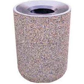 Concrete Waste Receptacle W/Black Aluminum Pitch In Top - 24
