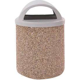 Wausau TF1165 Acid Wash Gray Concrete Waste Receptacle W/Gray Dome Lid- 26